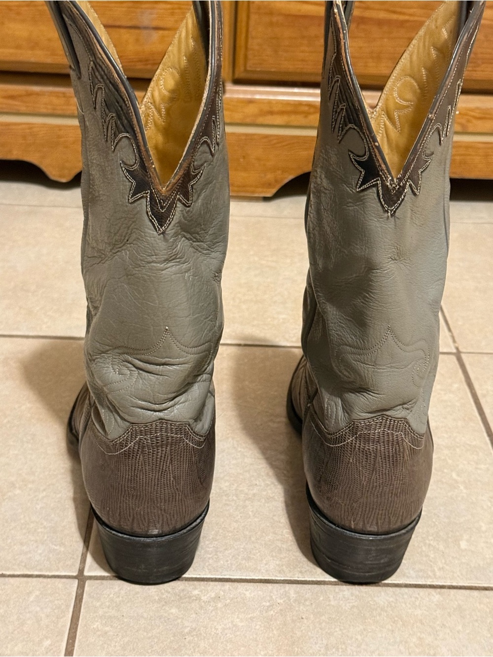 Vintage 1970 's Mens Justin
Exotic Leather Lizard Cowboy Boots 10D Style 4531 - Picture 3 of 12